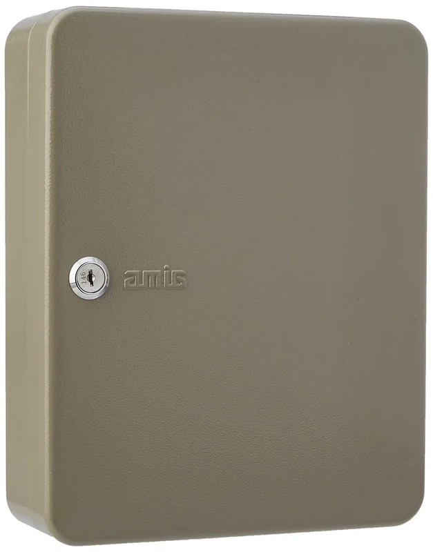Amig Wall Mounted Key Cabinet Model 2172 Epoxy Grey Steel with Security Lock and 2 Blank Key Holder with Capacity for 93 Keys Dimensions 300 x 240 x 80 mm