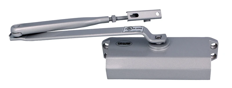 Amig - Door Closer for Automatic Closing Doors Weight Max 40 kg and Max Width 85 cm | Aluminium Silver Finish | Prevents Accidents by Doors or Draughts | Includes Screws