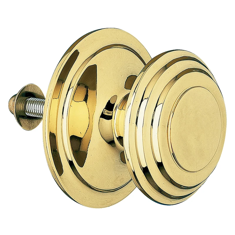 Amig - Model 12 Gold Round Solid Brass with PVD Finish for Exterior Doors | Handle Diameter 70mm | Height 68.5mm | Easy Assembly | Includes Fixing Nut
