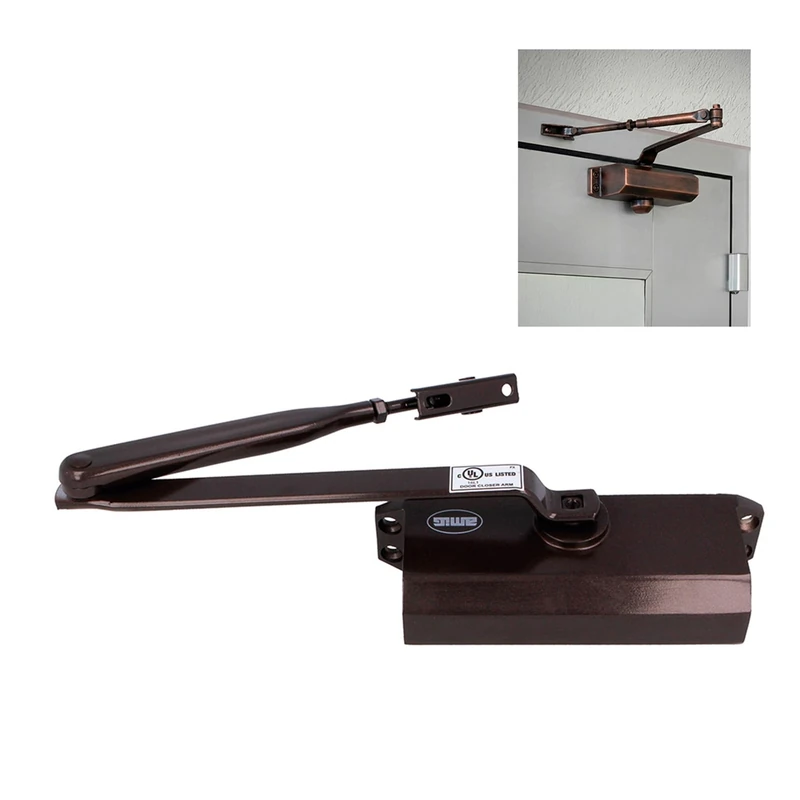 Amig - Door Closer for Automatic Closing of Doors with a Weight of max. 40 kg and a Width max. 85 cm, Made of Aluminium with Bronze Finish, Prevents slamming or Draughts, incl.
