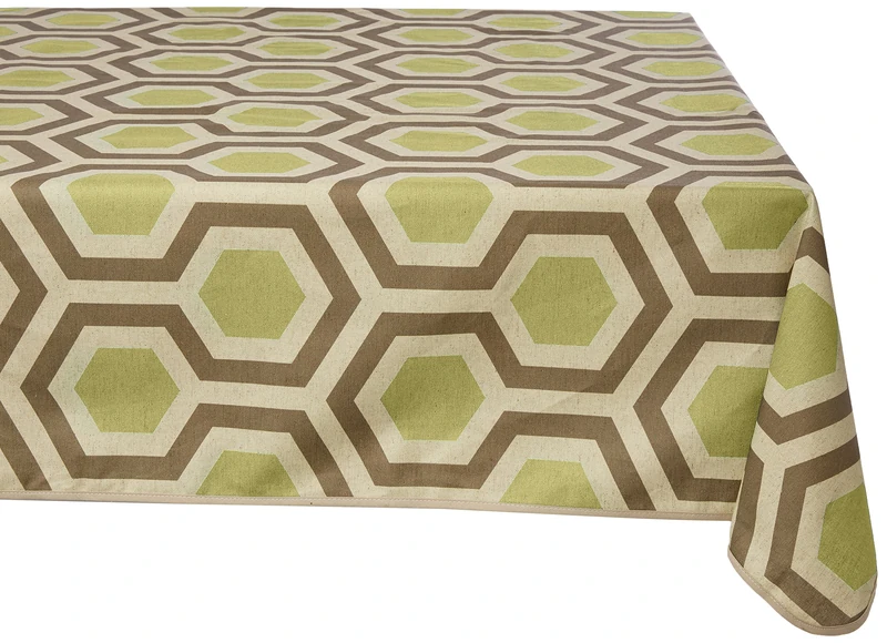 GIRONES Hexagon Beechnut & Walnut Tablecloth 140 x 200 cm