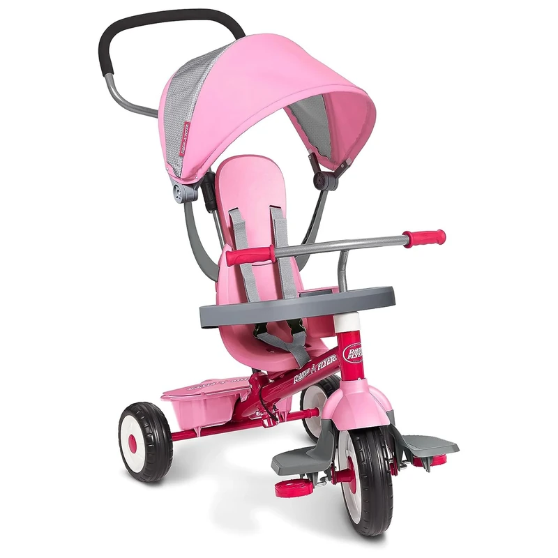 Radio Flyer 4-in-1 Stroll 'N Trike, Pink Toddler Trike For 1-5 Years Old