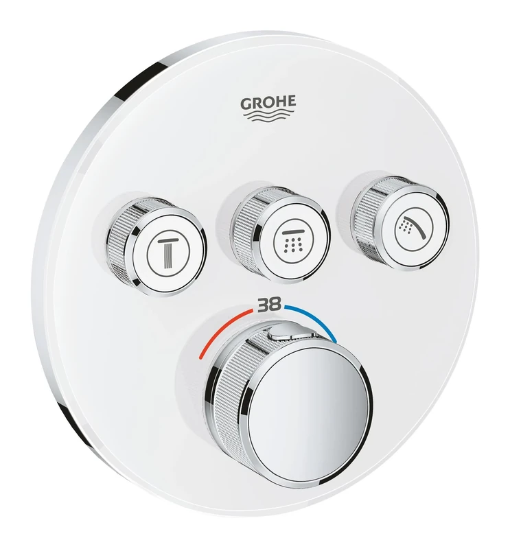 GROHE Grohtherm Smartcontrol Thermostat for Shower Or Bath, for Concealed Installation, with Three Valves Round Shape, Moon White, Made In Germany By GROHE Eco-Friendly and Safety Features 29904LS0