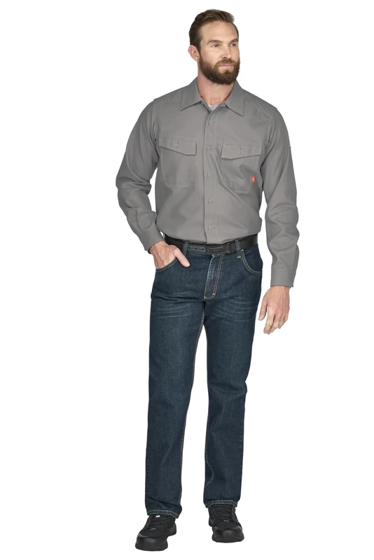 Bulwark FR Men's Iq Series Endurance Collection Fr Work Shirt, Grey, XXXXXXL