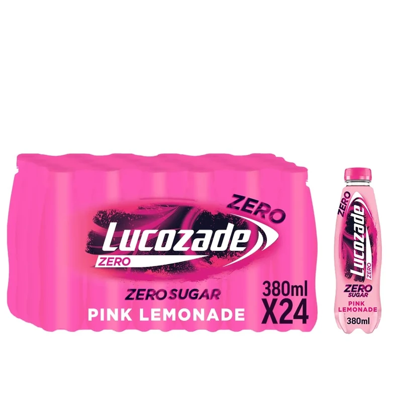 Lucozade Zero Sugar Free Pink Lemonade - 24x380ml