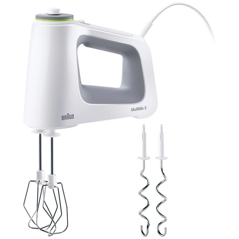Braun Household MultiMix 5 HM 5000 hand mixer - hand mixer with variable speed control, 700 watts, incl. whisk and dough hook, white/grey