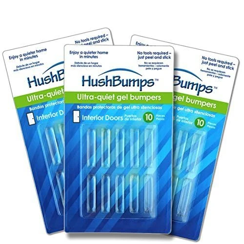 HushBumps Ultra-Quiet Bumpers for Interior Doors 3-pack. Specialized Design Delivers Quiet Operation to Interior Doors. Just Peel & Stick. No Tools Required. Provides Soft and Quiet Close. 30 pcs.