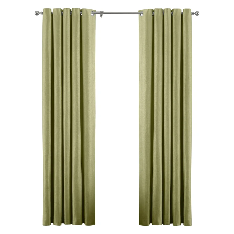 Riva Paoletti Atlantic Ringtop Eyelet Curtains (Pair) - Green - Woven Twill Fabric - Ready Made - 100% Polyester - 229cm width x 183cm drop (90" x 72" inches) - Designed in the UK