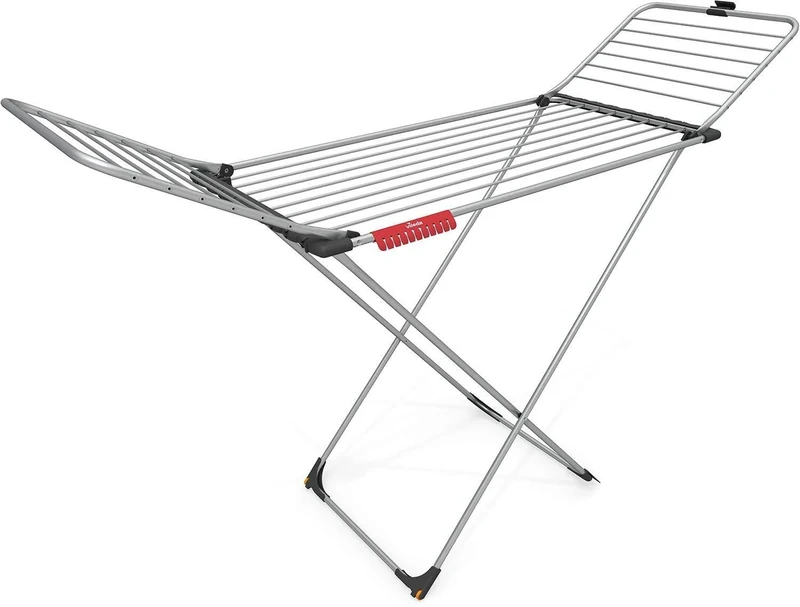 Vileda Aluminium 100 Clothes Airer Extendable 20m Drying Line Length Extra Thick Lines Small Parts Holder Grey