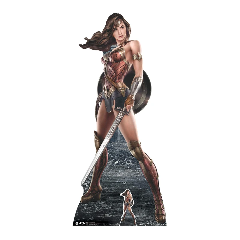 Star Cutouts Ltd Wonder Woman (Graphic Artwork) Life Size Cardboard Cut, Multi Colour, 184 x 80 x 184 cm - Image 1