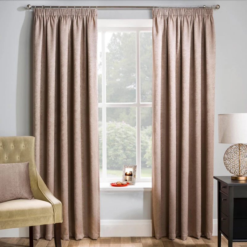 Enhanced Living Matrix Latte Natural Curtains for Living Room - 90x90 inch (229x229 cm) - Tape Top Noise Reducing Thermal Curtains for Bedroom - 2 x Curtain Panels