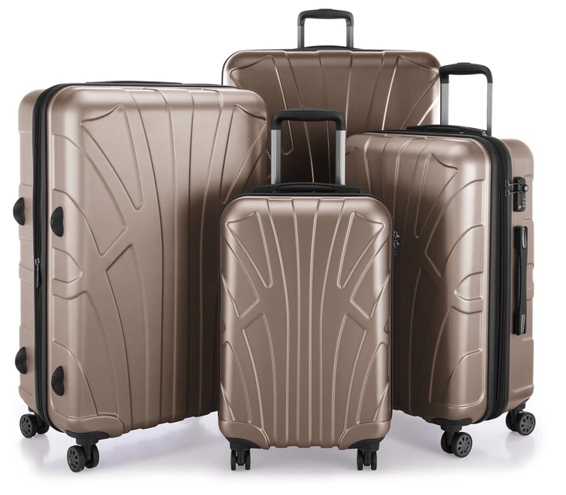 Suitline - Set of 4 Hard-Side Luggages Trolley Hardside Hard Shell Suitcase Expandable, TSA, (S, M, L & XL), Gold