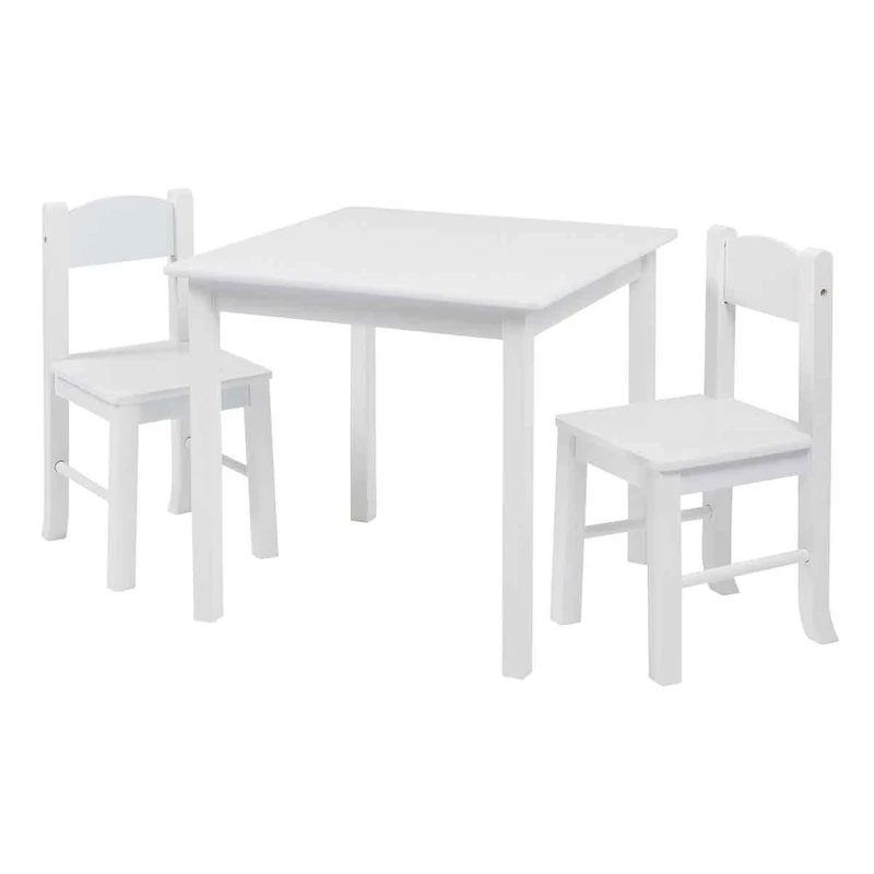 Liberty House Toys Children's White Wooden Table & 2 Chairs Set, Engineered Wood, 53.5cm H W x 60cm D
