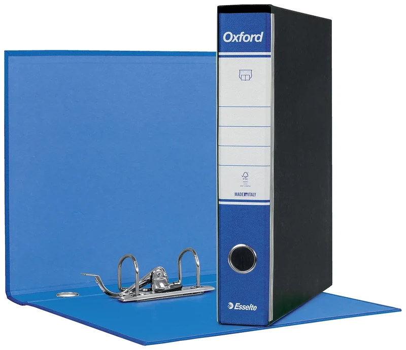 Esselte Oxford 390782050 G82 Recorder with Case, with Lever Mechanism No.1 in Commercial Format (23 x 30 cm) with 5 cm Spine, Blue, Pack of 8