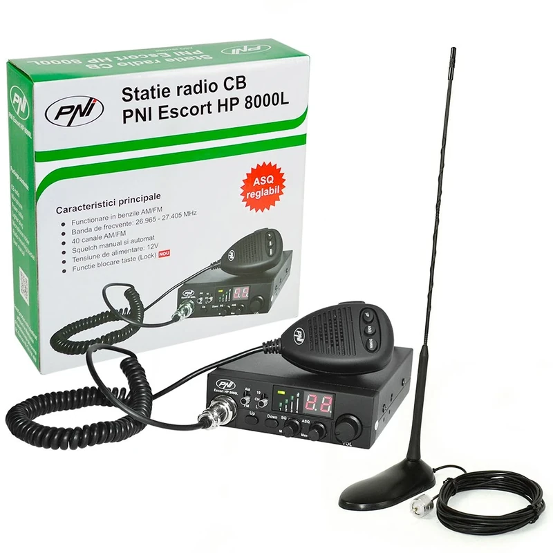 CB kit PNI ESCORT HP 8000L ASQ + Antena CB PNI Extra 45