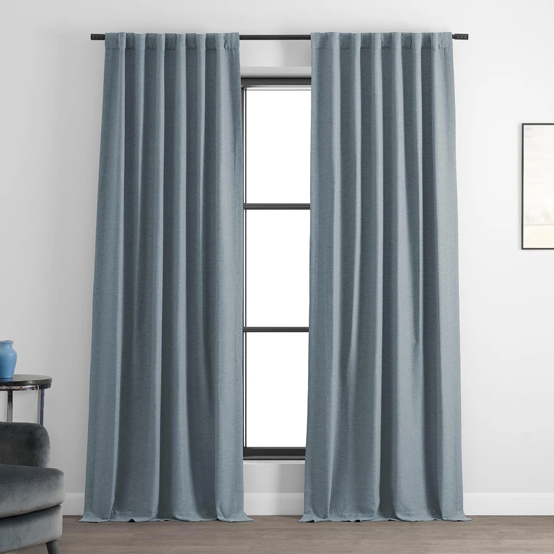 HPD Half Price Drapes Bellino Room Darkening Curtain, Polyester Blend, Gulf Blue, 50" W x 84" L (Pack of 1)