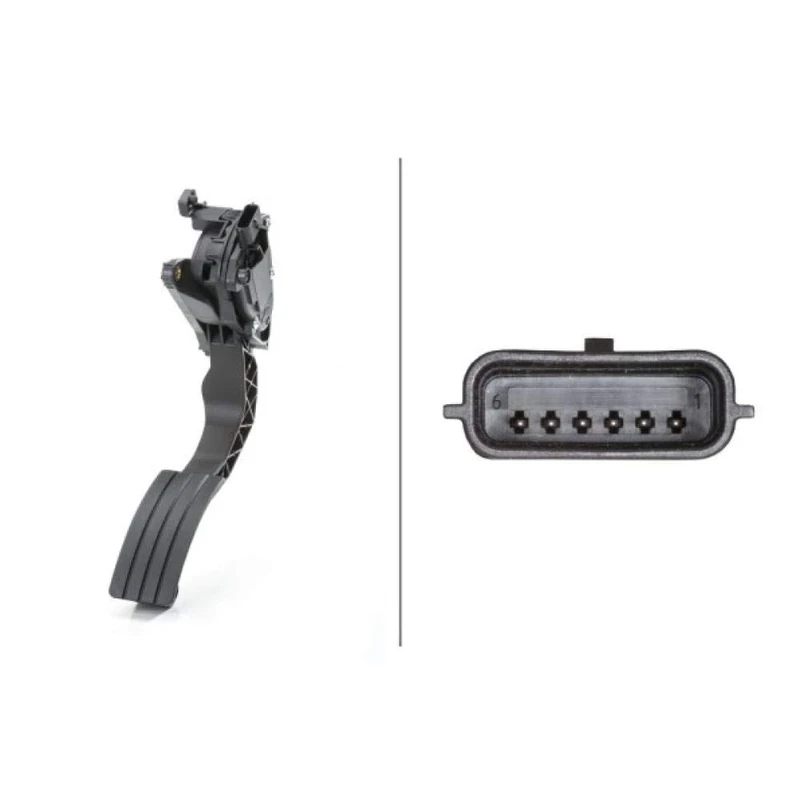 HELLA 6PV 009 978-721 Sensor, accelerator pedal position - for left-hand drive vehicles - 6-pin connector - Manual Transmission
