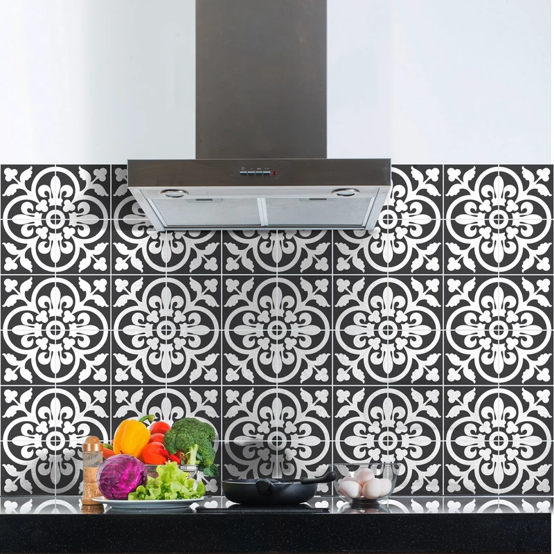 Ambiance Sticker Self-Adhesive Decorative Wall Decal Cement Tile for Bathroom and Kitchen Classiques Nuance de Gris - Pack of 60 stickers of 20 x 20 cm