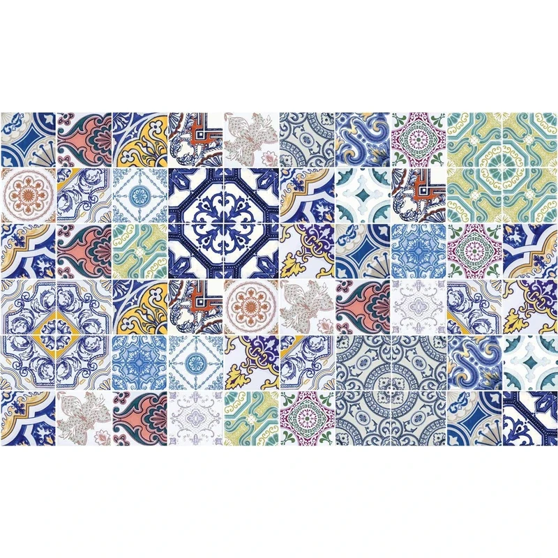 Ambiance Sticker Self-Adhesive Decorative Wall Decal Cement Tile for Bathroom and Kitchen Multicolores Élégants - Pack of 60 Stickers of 20 x 20 cm