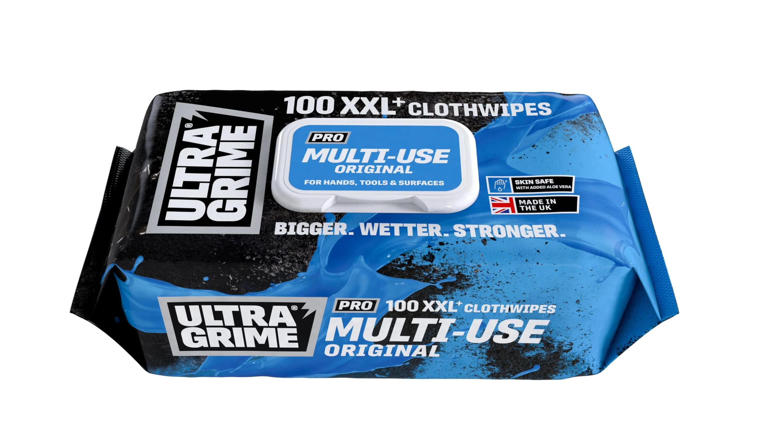 UltraGrime PRO Multiuse Cleaning Wet Wipes - Big Professional Disposable Wipes - Tougher Multi-Purpose Heavy-Duty Grime Cleaning Cloths (100 Thick Large Wipes)