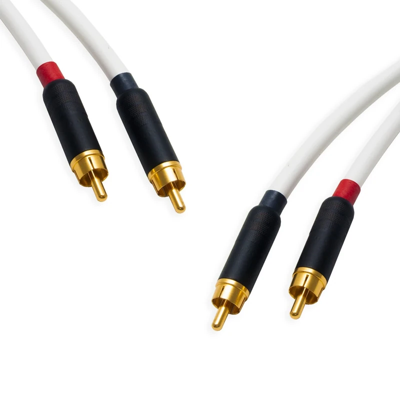 Star-Quad RCA Stereo Pair. Twin Phono. Van Damme Audio Cable. 2 Gold Plated RCAs (50cm, White)