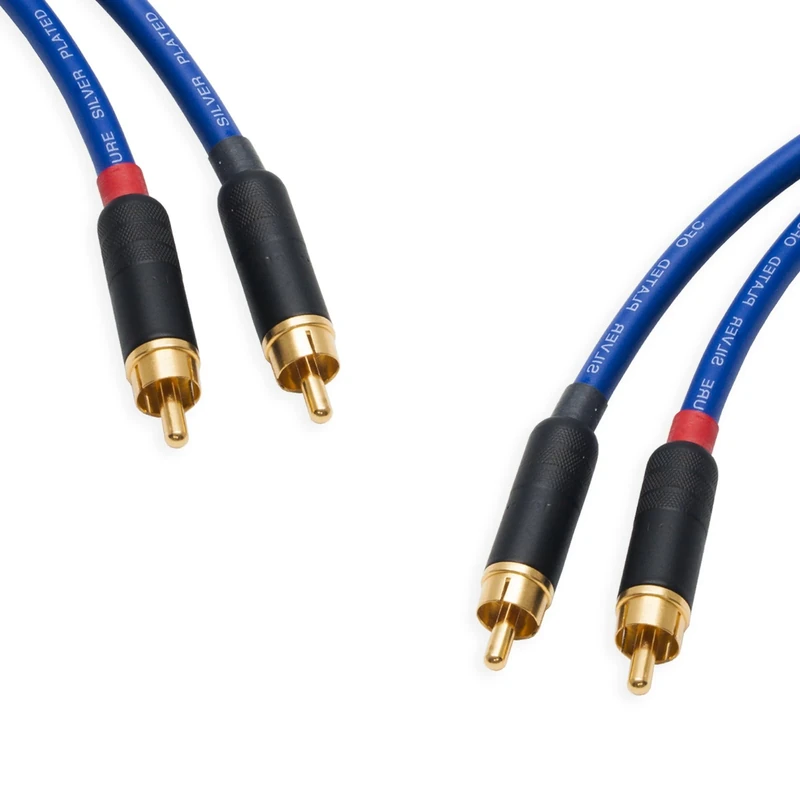 Star-Quad RCA Stereo Pair. Twin Phono. Van Damme Audio Cable. 2 Gold Plated RCAs (1m, Blue)