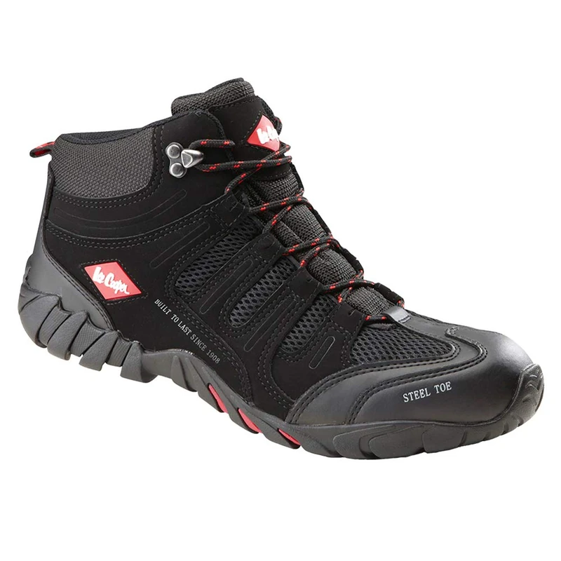 Lee Cooper LCSHOE020C Workwear Mens Work Safety Trainer Mid Cut Steel Toe Cap Composite Anti Static Anti Slip Midsole Boot S1P SRA, Black, 12 UK/46 EU