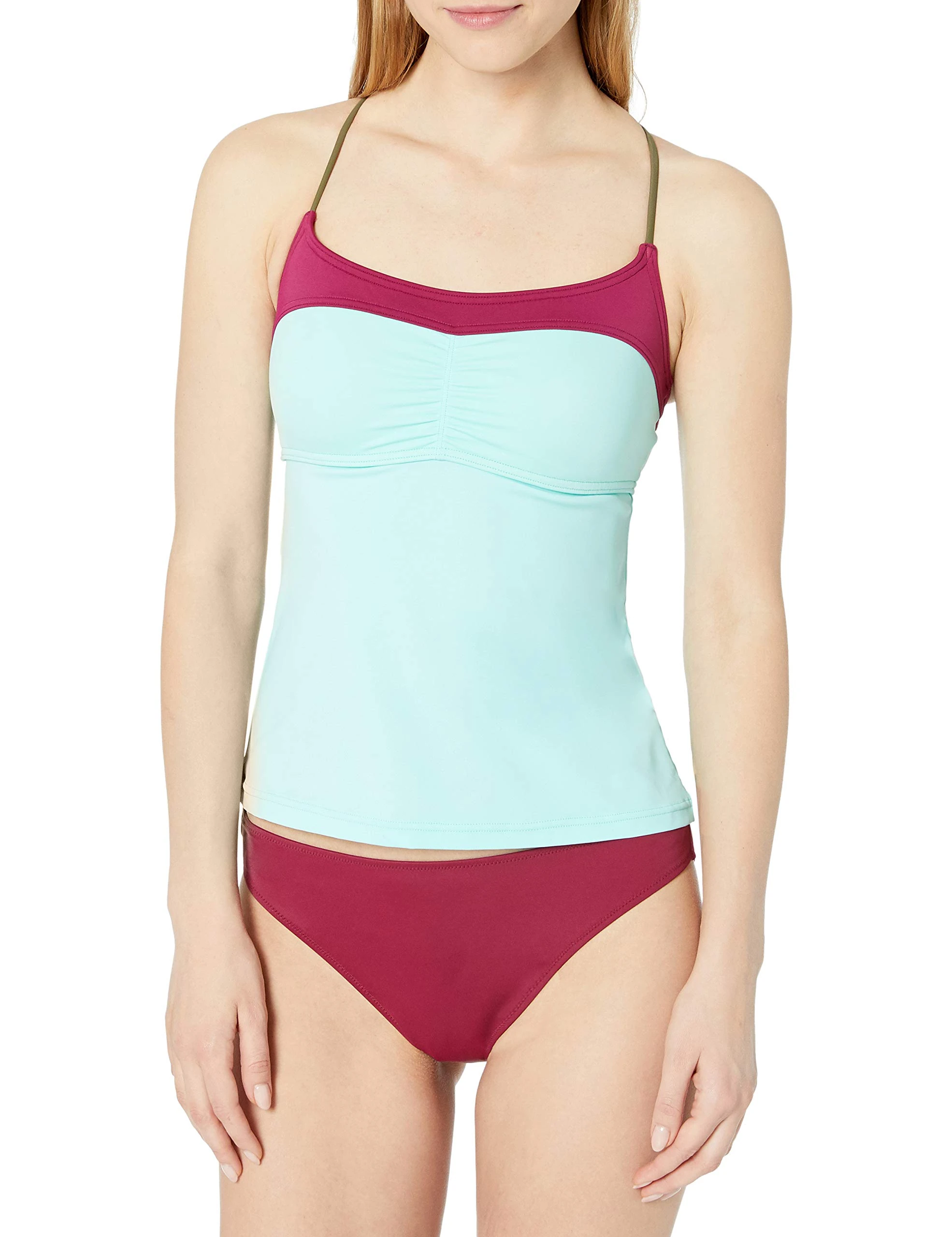 prAna Makoa Tankini Swim Tops, Succulent Color Block, X-Small