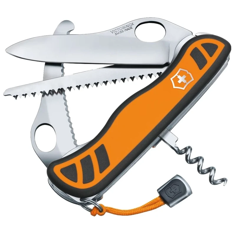 Victorinox Hunter XT Grip Swiss Army Pocket Knife, Large, Multi Tool, 6 Functions, Locking Gutting Blade, Orange/Black