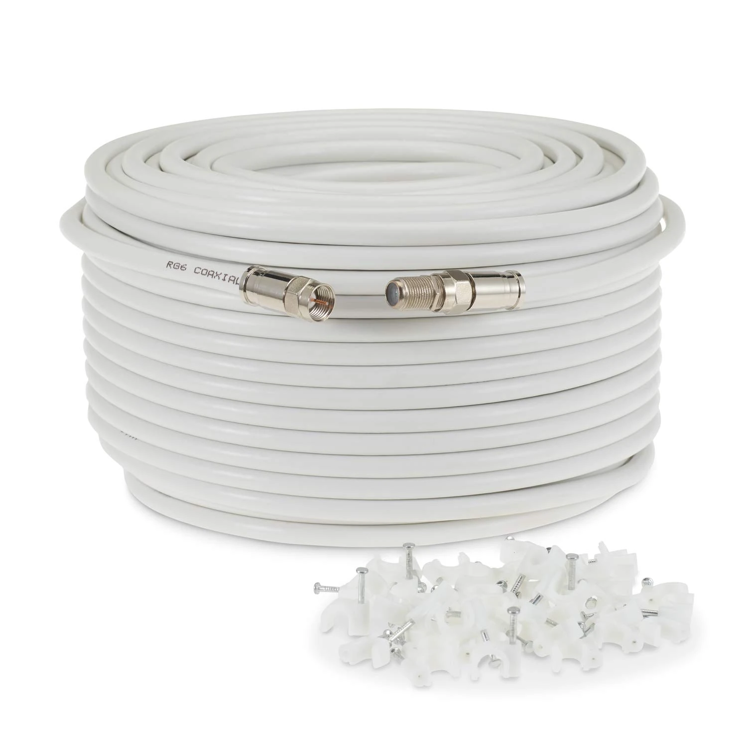 SSL RG6 Satellite Coaxial Cable Extension 25 Meter White Fully Assembled RG6 Satellite Coax TV Lead Kit with Premium Fitted Compression F Connectors for Sky Q HD, Freesat and Virgin Media