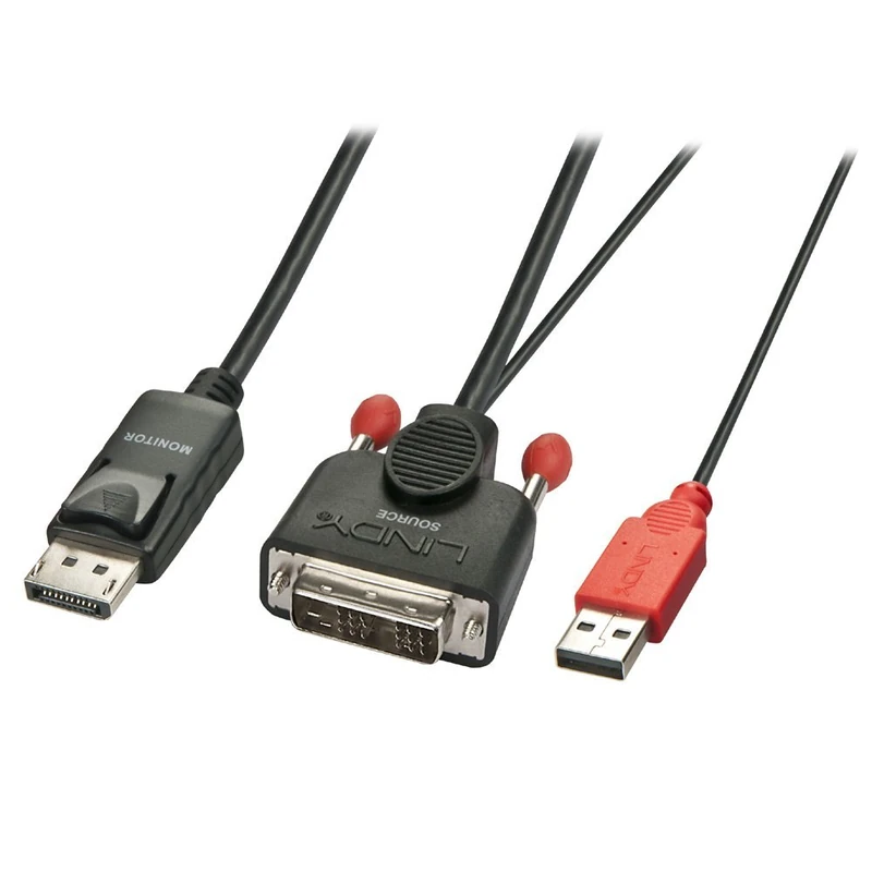 LINDY 5 m DVI-D to DP Active Adapter Cable with USB - Black