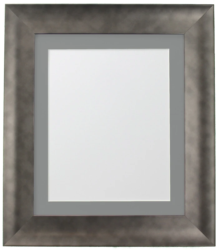 FRAMES BY POST Hygge Picture Photo Frame, Plastic Glass, Pewter with Dark Grey Mount, 30 x 24 Image Size 24 x 20 Inches