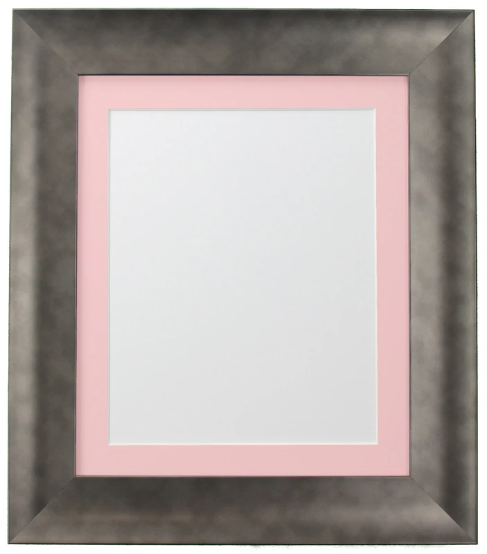 FRAMES BY POST Hygge Picture, Photo and Poster Frame, Plastic Glass, Pewter with Pink Mount, 30 x 20 Inches Image Size A2