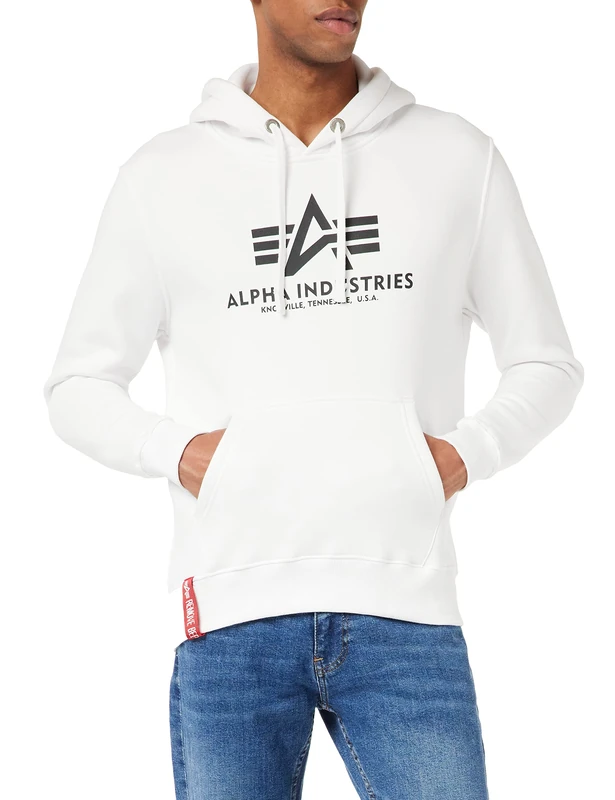 Alpha Industries Basic Hoody Hooded Sweat for Men White