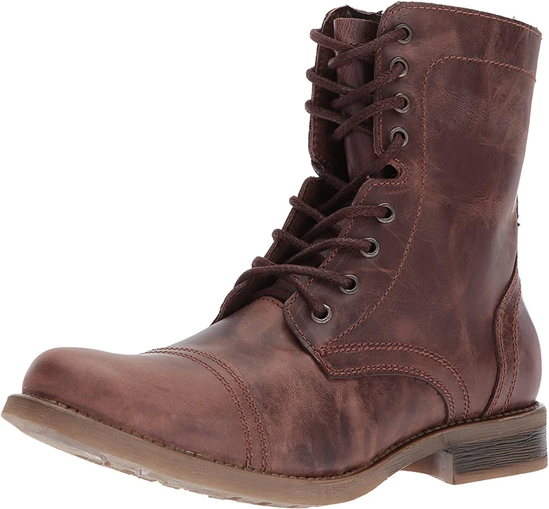 Steve Madden Men's Troopah-c Combat Boot, Brown Leather, 10 UK
