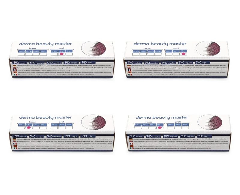 MedX5 (Upgrade 2019) Dermaroller SET (0,25mm, 0,5mm, 1mm, 1,5mm) (540 stainless steel needles), Derma roller against deep scars and cellulite, Medical Device Class I with CE - Image 1