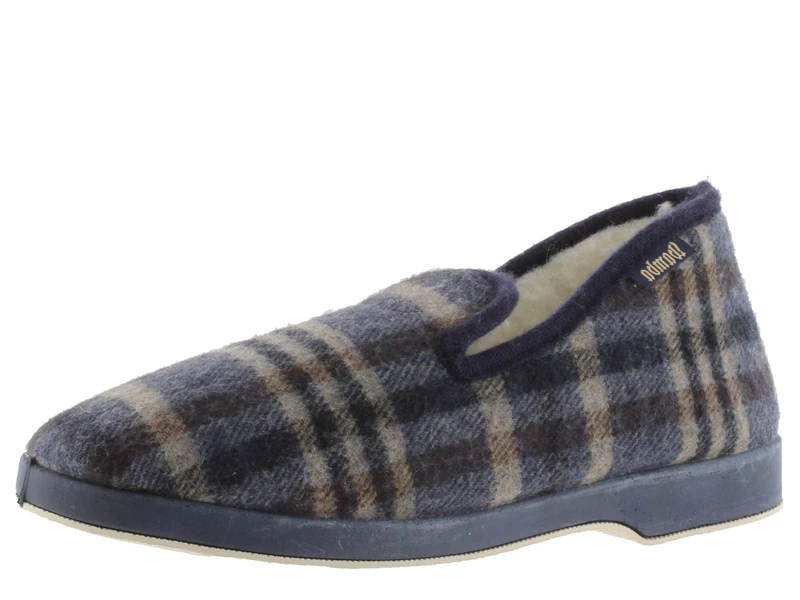 victoria Wamba Confortable Plaid Slippers & Sheepskin Interior & Matching Sole 202061 for Men Marino 45