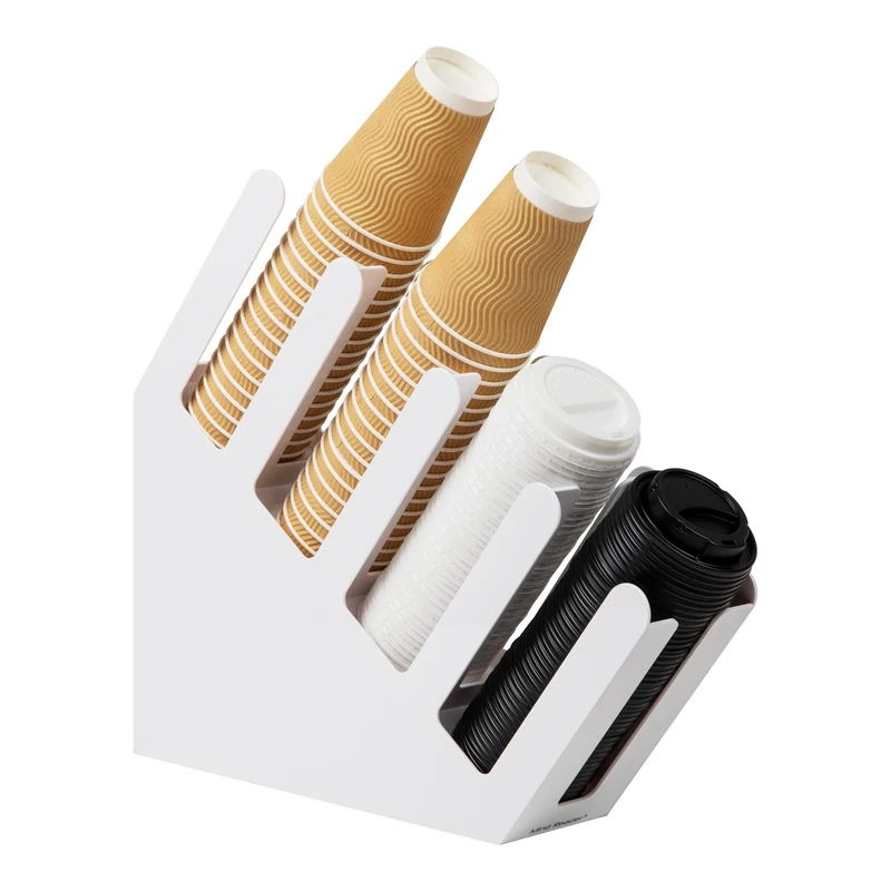 Mind Reader Coffee Bar, Beverage Cup, Kitchen, Breakroom, Acrylic, White, 4 Compartment