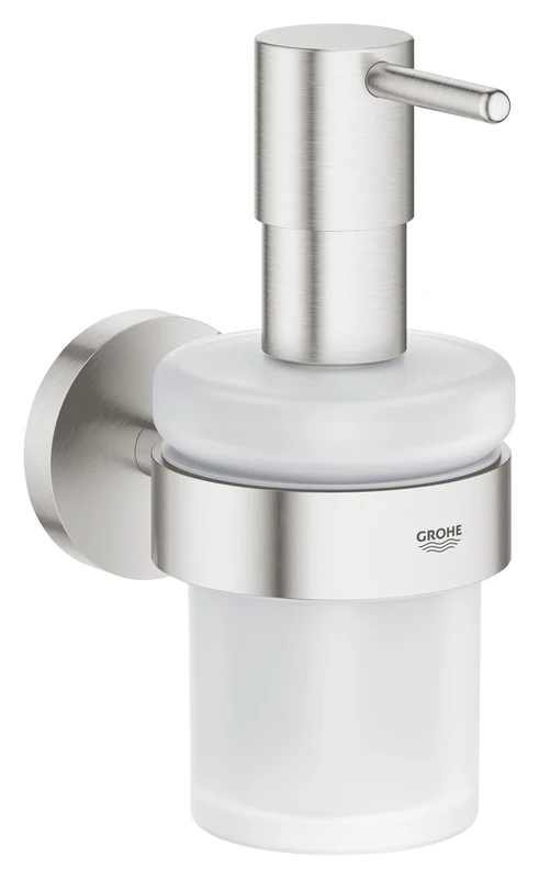 GROHE Essentials Holder with Soap Dispenser German Engineered, Metal In Stainless Steel-Look and with Concealed Fastening 40448DC1