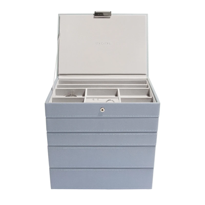 Stackers Dusky Blue Classic Medium Jewellery Box - Set of 5