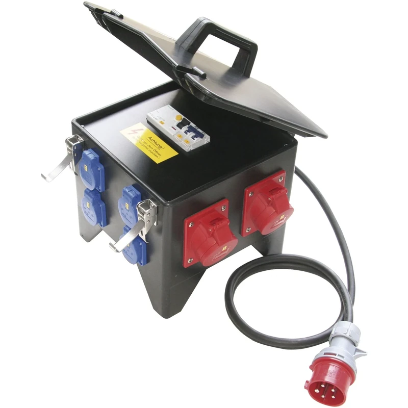 PC Electric 9474070 Mobile 5G2.5 Distributor Solid Rubber Tip Portable 4X250 V/2X400 V + FI, IP44