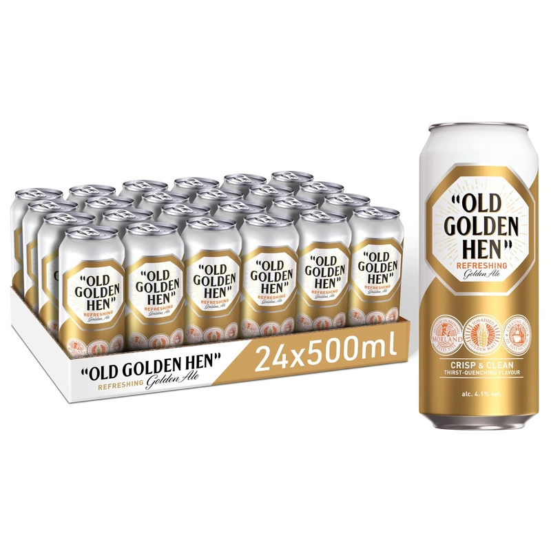 Old Golden Hen Golden Ale 24 x 500ml Cans – Light and Refreshing Premium Beer with Tropical Fruit Flavours, Smooth Finish and Subtle Bitterness – Ideal for Chilled Enjoyment