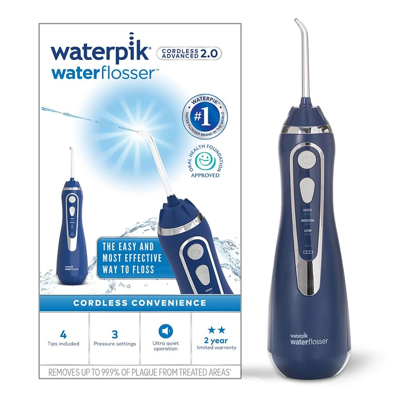 Waterpik Cordless Advanced Water Flosser with 3 Pressure Settings, Dental Plaque Removal Tool Ideal for Travel or Small Bathrooms with Rechargeable Battery, Black (WP-562UK) ,Pack of 1