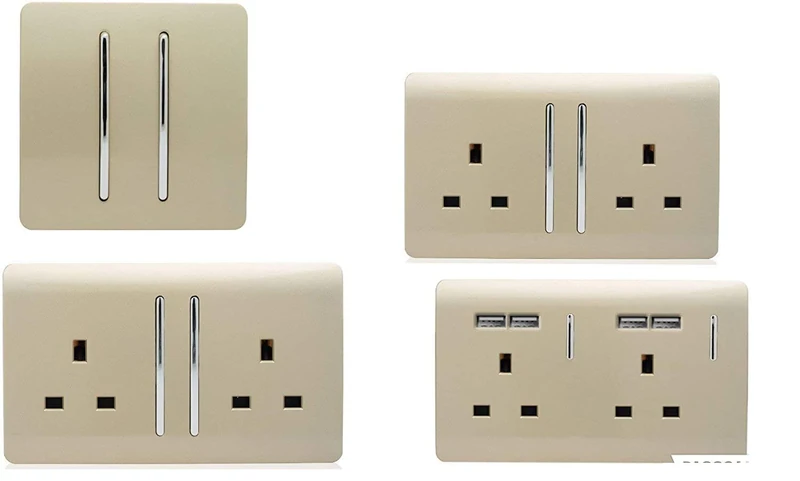 Trendi Switch Modern Glossy Switches/Sockets Dining Room Trade/Multi Pack Gold