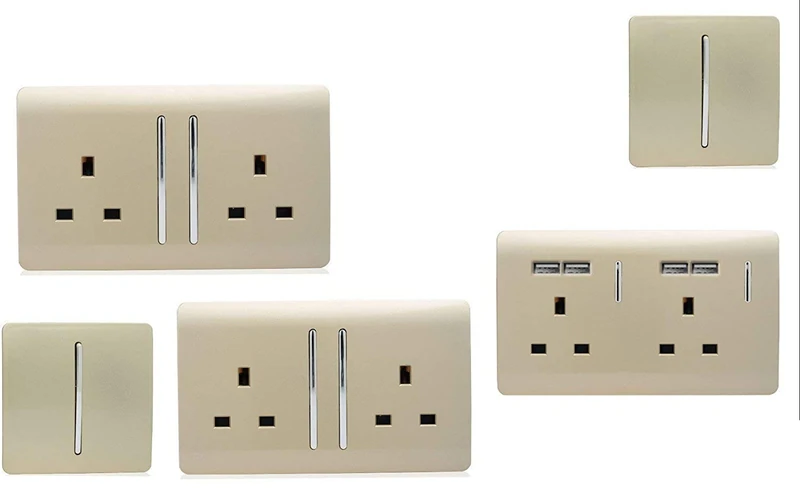 Trendi Switch Modern Glossy Switches/Sockets Hallway/Staircase Trade Pack Gold