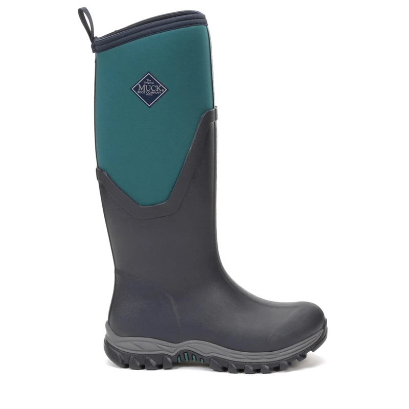 Muck Boots Women's Arctic Sport II Tall Fleece Lined Waterproof Pull on Boot, Navy Spruce, 8