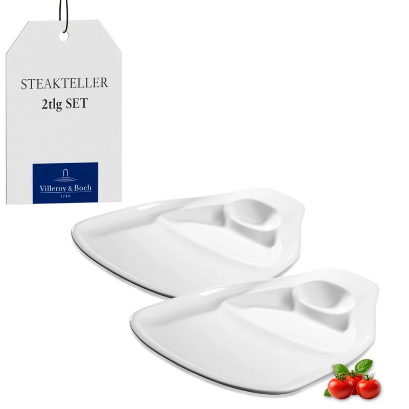 Villeroy & Boch BBQ Passion 1041897515 Set of 2 Dishes for Fillet l, Porcelain, White, 30 x 28.8 x 2.8 cm