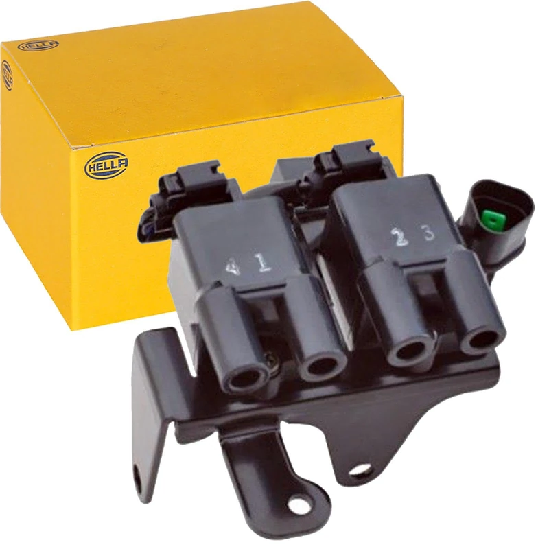 HELLA 5DA 358 000-571 Ignition Coil - 12V - 3-pin connector - Block Ignition Coil - Bolted