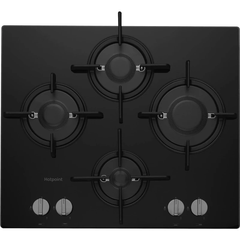 Hotpoint FTGHG 641 D/H Built-In Gas Hob - Black Glass, Direct Flame