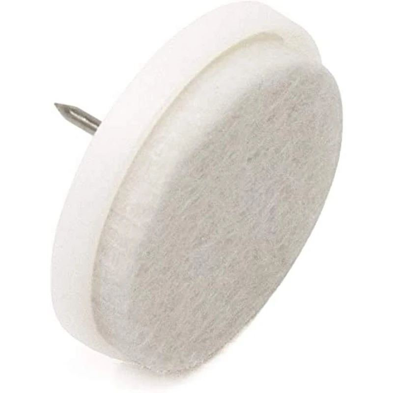 Adsamm® / 100 x Felt-pads with nail | Ø 1,38'' (Ø 35 mm) | white | round | Premium quality furniture sliders with nail by Adsamm®